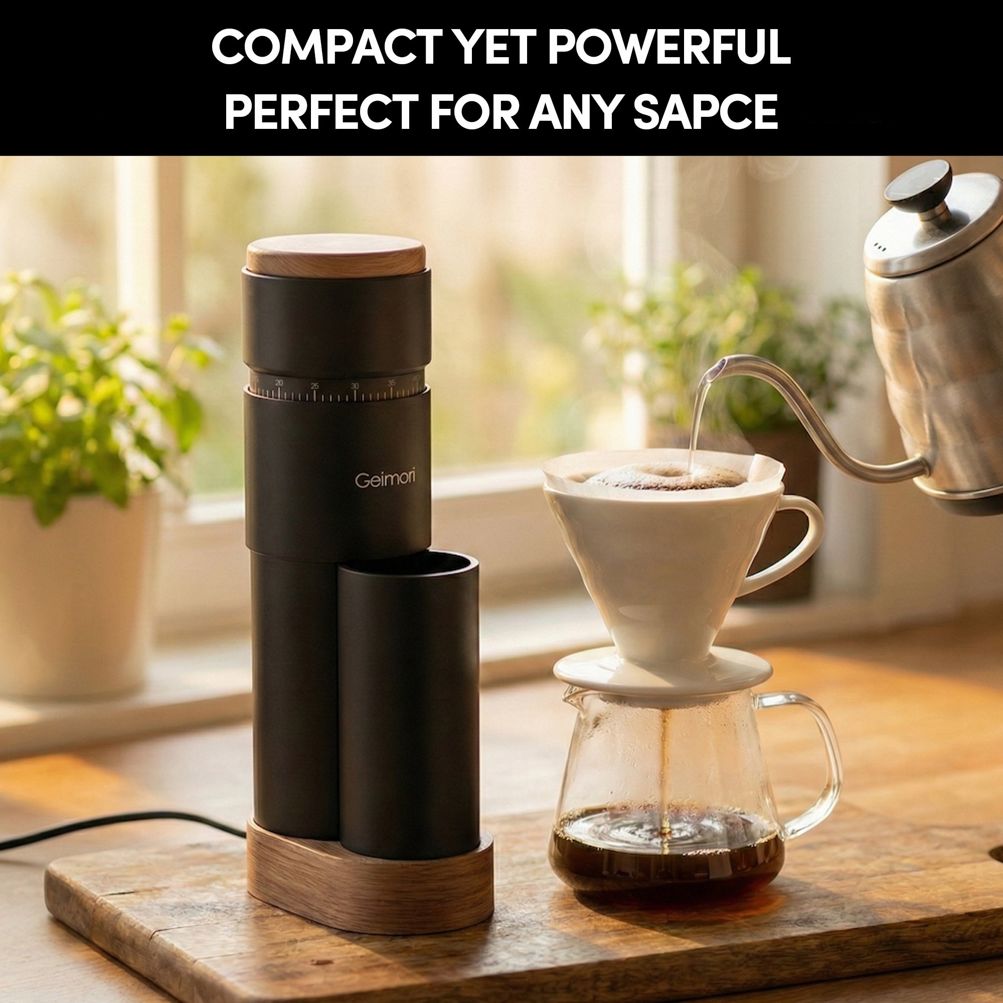 Geimori T38 Plus-The True Pro Grade Portable Coffee Grinder with 38mm Conical Burr, Anti-Static Tech, Stepless Grind Settings, Zero Retention