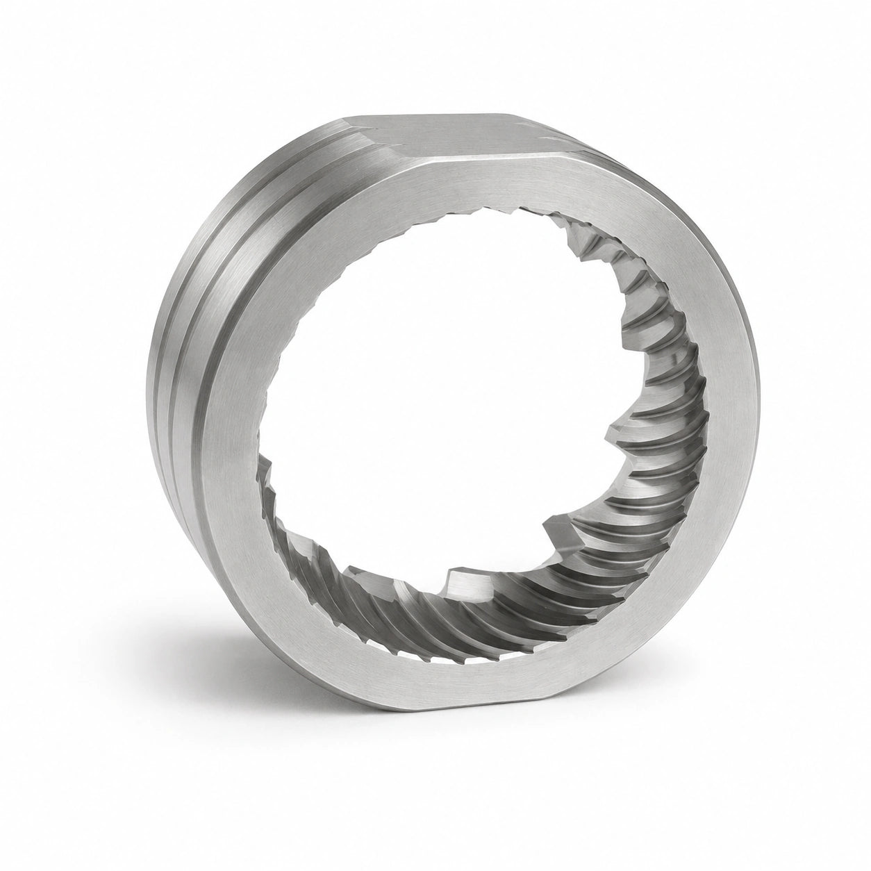 38mm precision outer burr angled view for Geimori T38, G38 and T38 Plus coffee grinders
