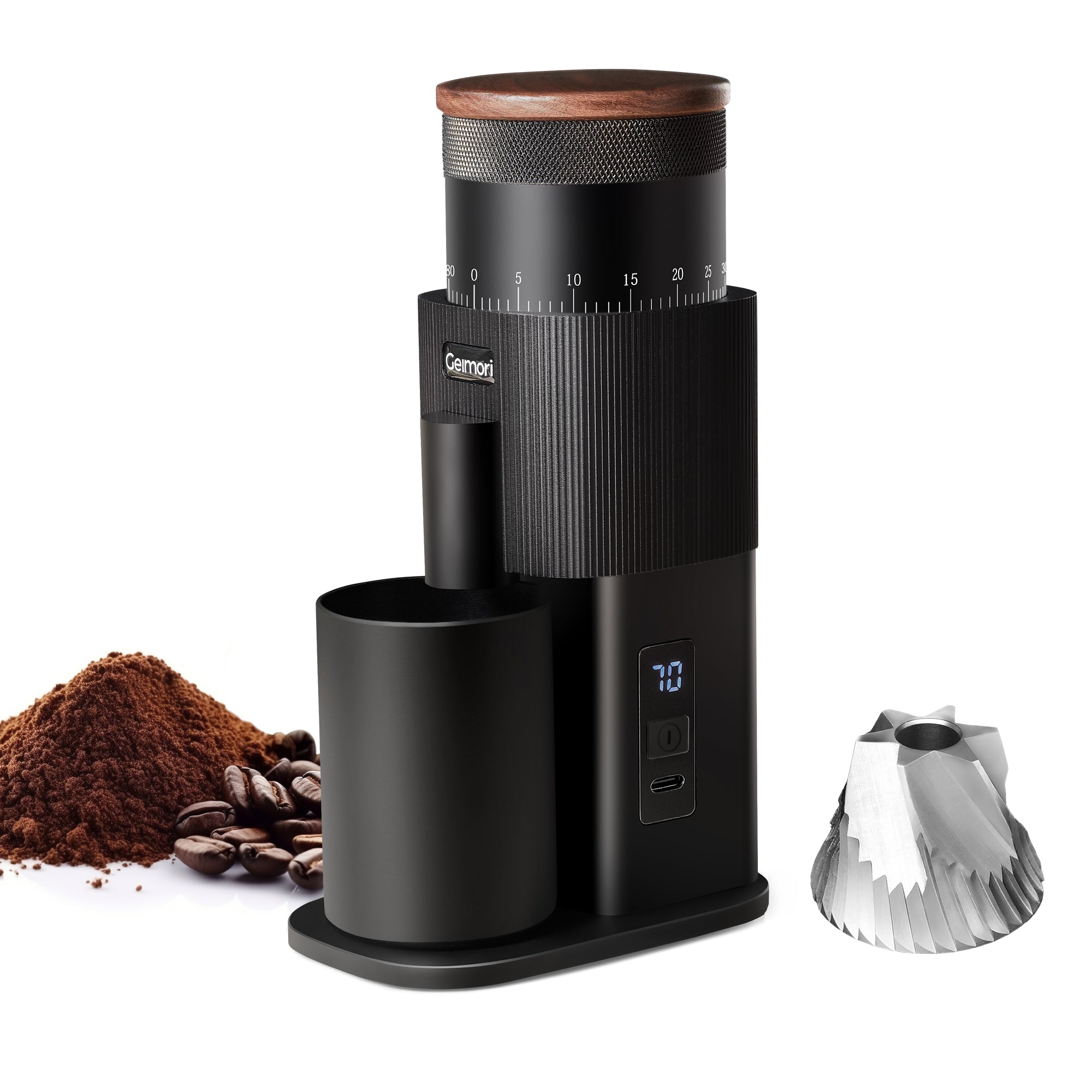Geimori T38-The True Pro Grade Portable Coffee Grinder with 38mm Conical Burrs, 3600mAh Batteries, Stepless Grind Settings