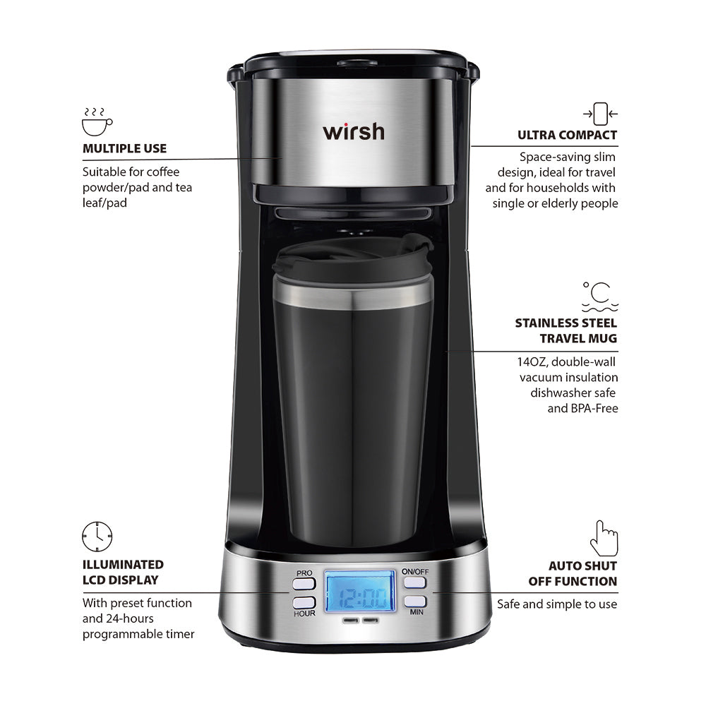 <img src="single serve coffee maker.jpg" alt="wirsh single serve coffee maker features"/>